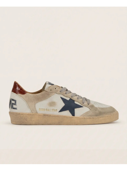 Mens Ball Star in Beige Suede With Navy Blue Star