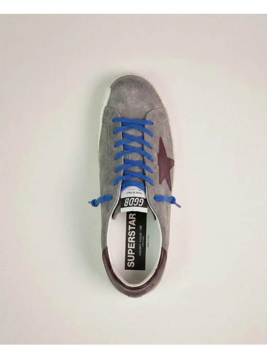 Mens Super-Star Sneakers in Dark Gray Suede