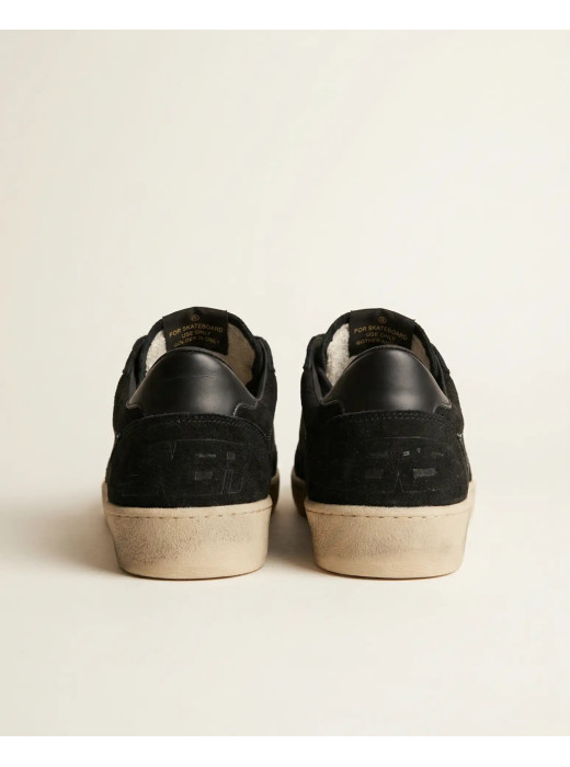 Ball Star Sneakers in Black Suede With Black Crystal Star