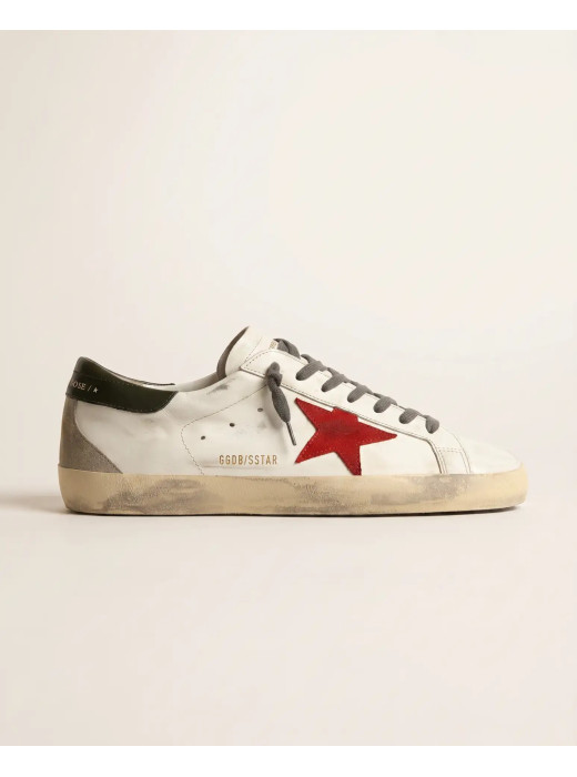 Super-Star Red Suede Star and Green Leather Heel Tab