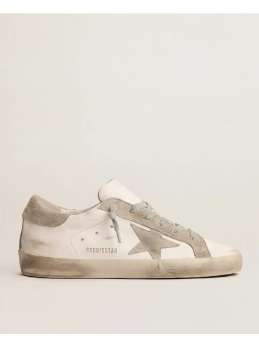 Mens Super-Star Sneakers in Grey Suede With Grey Star and Grey Heel Tab