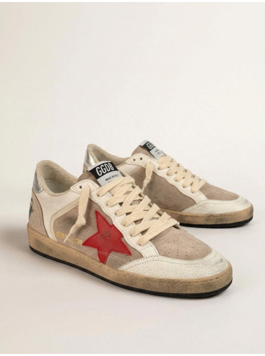 Ball Star in Beige Suede With Red Star