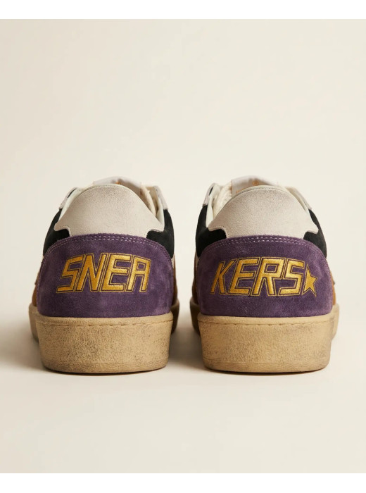 Mens Ball Star in Brown Suede With Eggplant Star and Heel Tab