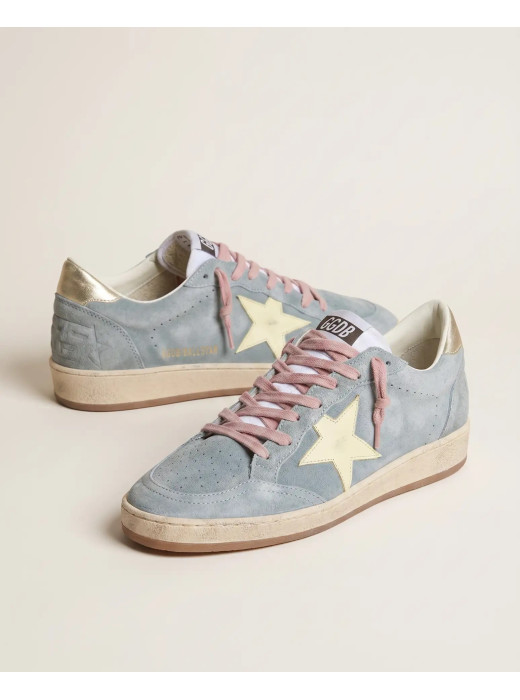 Ball Star Powder-blue suede with Cream colored leather star