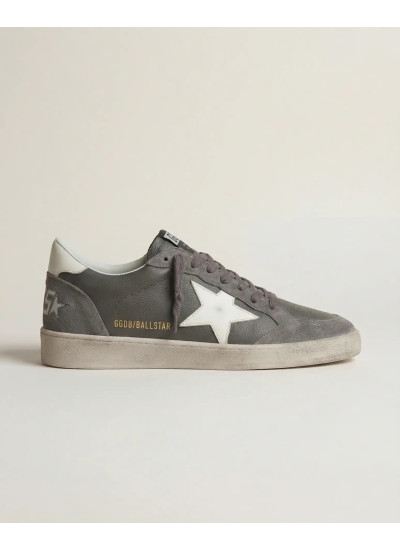 Mens Ball Star in Grey Suede With White Star