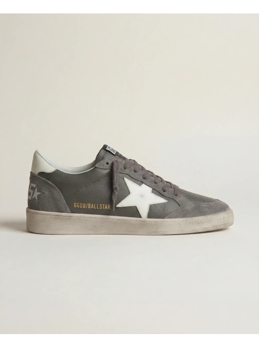 Mens Ball Star in Grey Suede With White Star