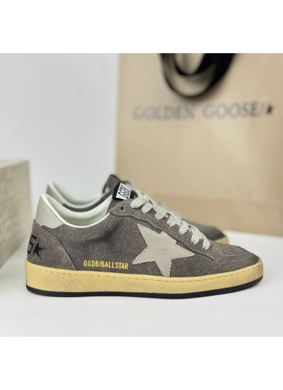 Mens Ball Star Sneakers in Grey Suede with Grey Star and Grey Heel Tab