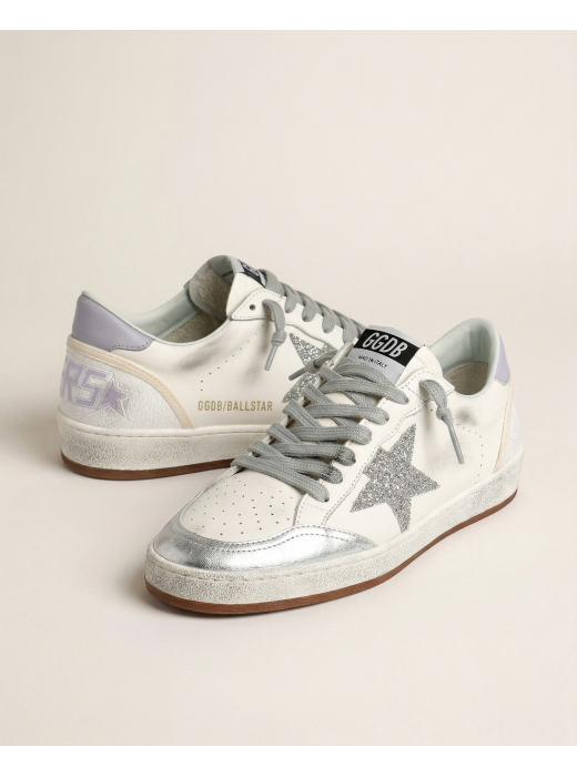 Ball Star in White Leather With Mint Green Heel Tab and Silver Star
