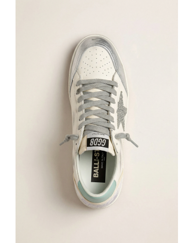 Ball Star in White Leather With Mint Green Heel Tab and Silver Star