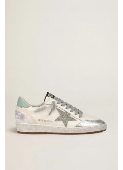 Ball Star in White Leather With Mint Green Heel Tab and Silver Star