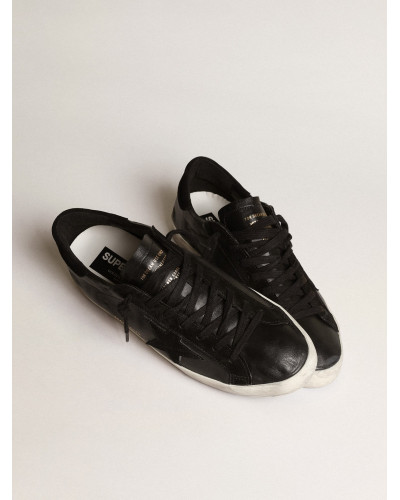Mens Super-Star in black nappa with black suede star and heel tab