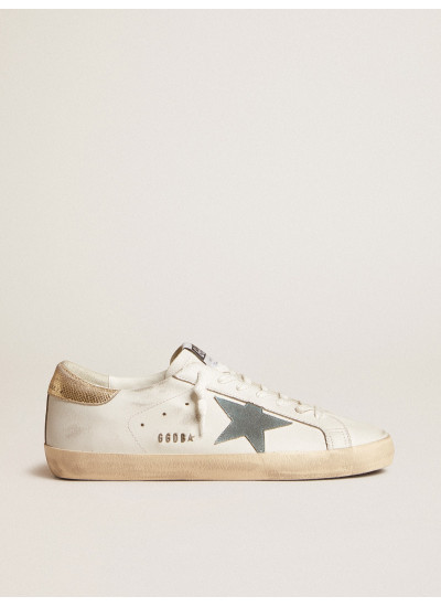 Mens Super-Star with suede star and platinum snake-print leather heel tab