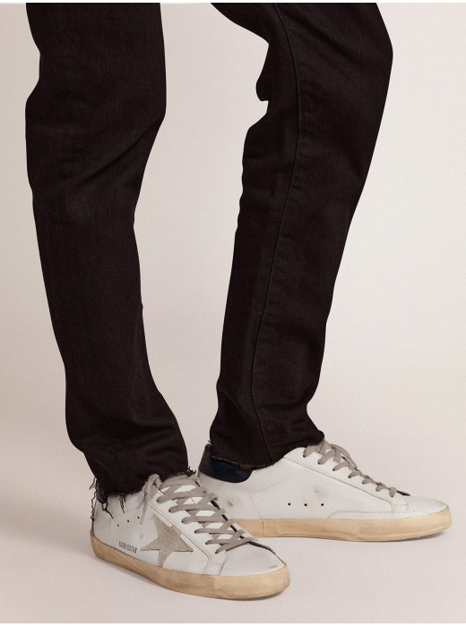 Mens Super-Star with suede star and blue heel tab
