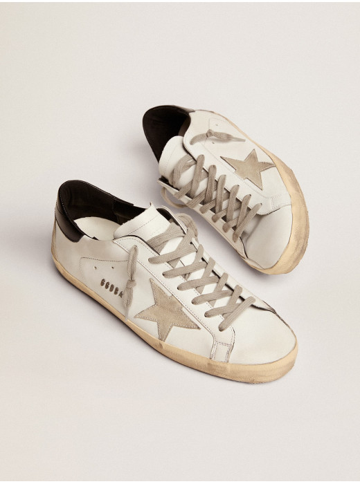 Mens Super-Star with black heel tab and metal stud lettering