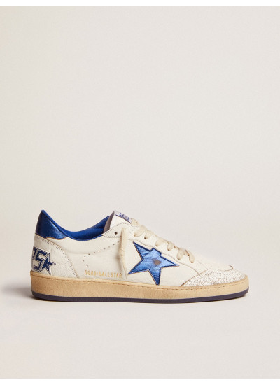Mens Ball Star in white nappa with blue star and heel tab