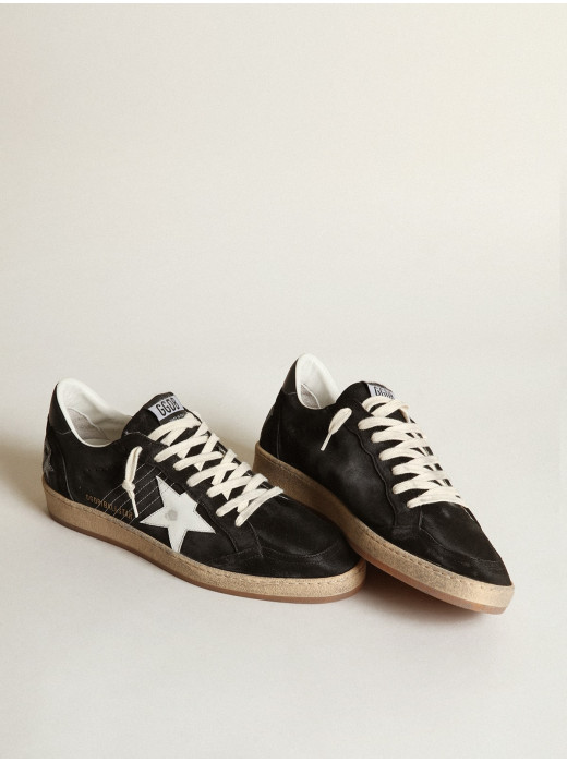 Mens Ball Star in black suede with white leather star