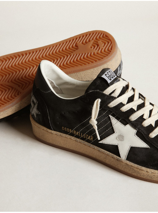 Mens Ball Star in black suede with white leather star