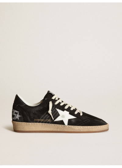 Mens Ball Star in black suede with white leather star