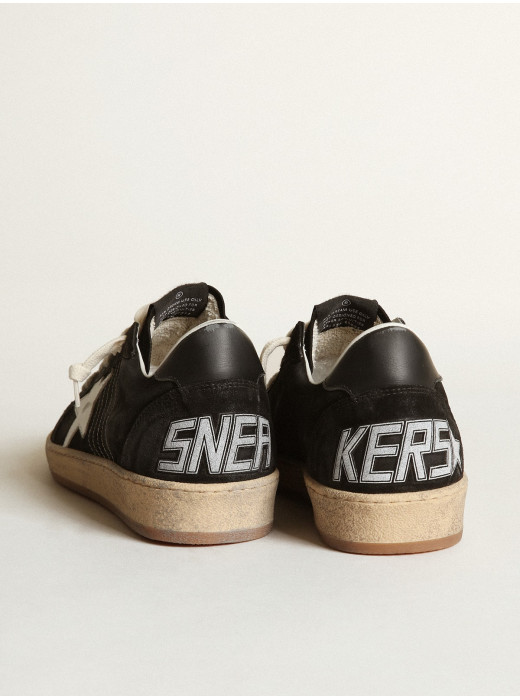 Mens Ball Star in black suede with white leather star