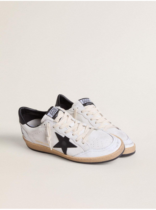 Mens Ball Star in white nappa with black star