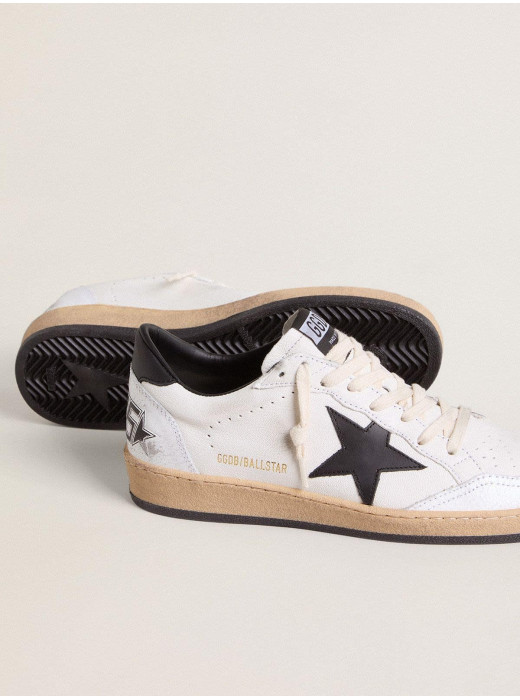 Mens Ball Star in white nappa with black star