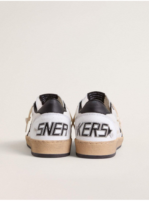 Mens Ball Star in white nappa with black star