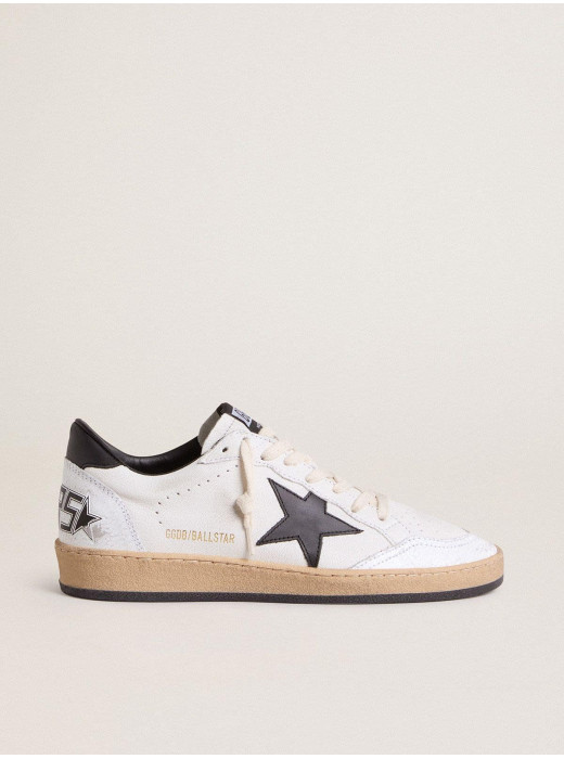 Mens Ball Star in white nappa with black star
