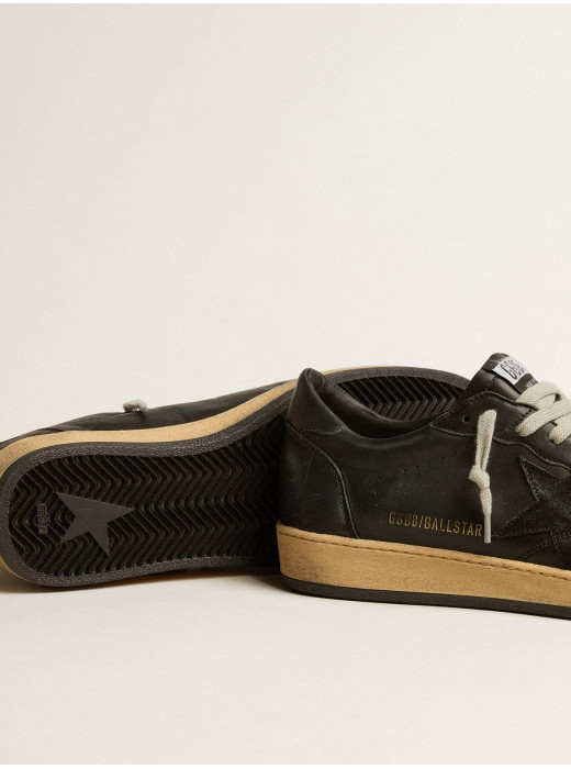 Mens Ball Star in black nappa with suede star and nappa heel tab