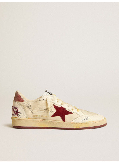 Mens Ball Star LTD in nylon with pomegranate suede star and leather heel tab
