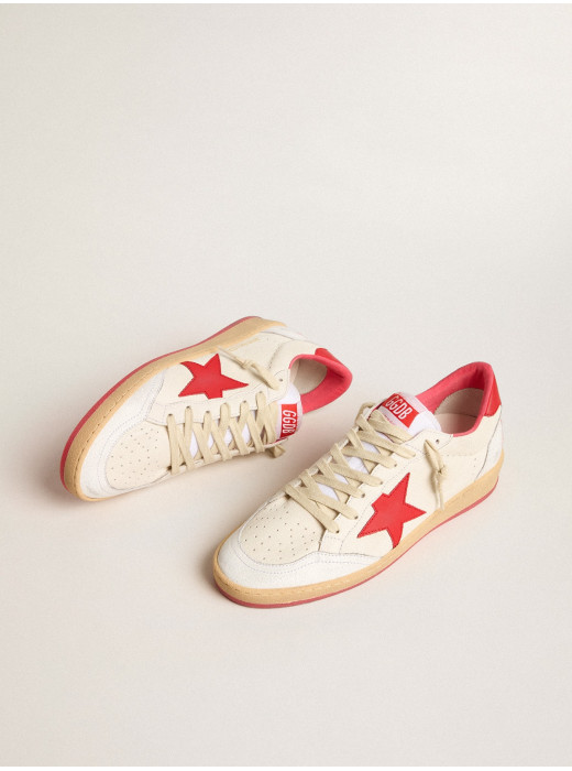 Mens Ball Star  Wishes in white leather with a red star and heel tab