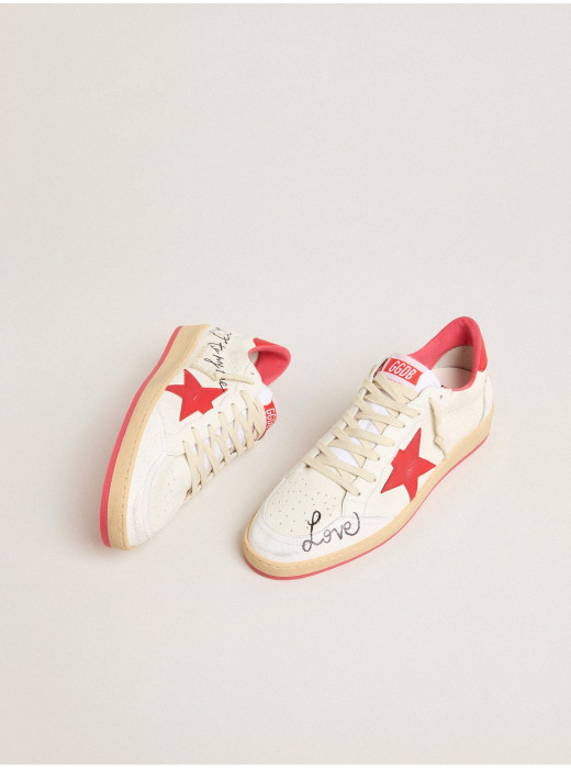 Mens Ball Star  Wishes in white leather with a red star and heel tab