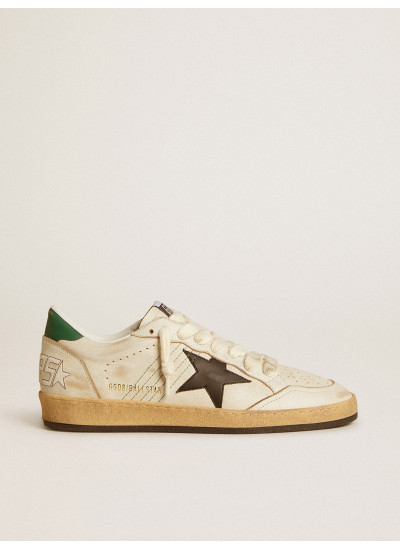 Mens Ball Star with black leather star and green leather heel tab