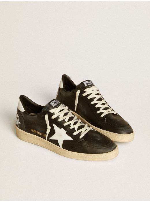 Mens Ball Star in black nappa with white leather star and heel tab
