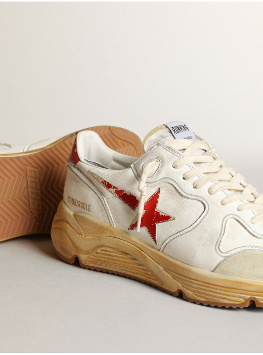 Mens Running Sole with leather star and heel tab with red print