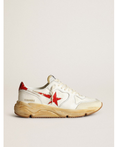 Mens Running Sole with leather star and heel tab with red print