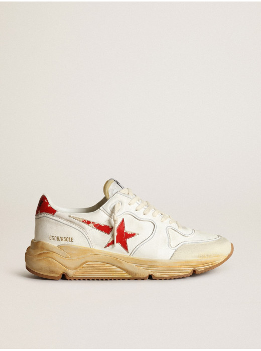 Mens Running Sole with leather star and heel tab with red print