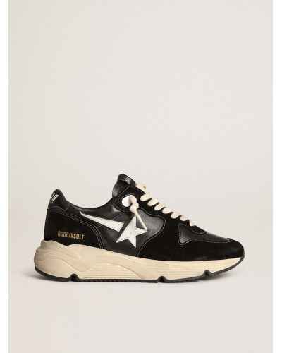 Mens Running Sole in black nappa leather and suede with a white star