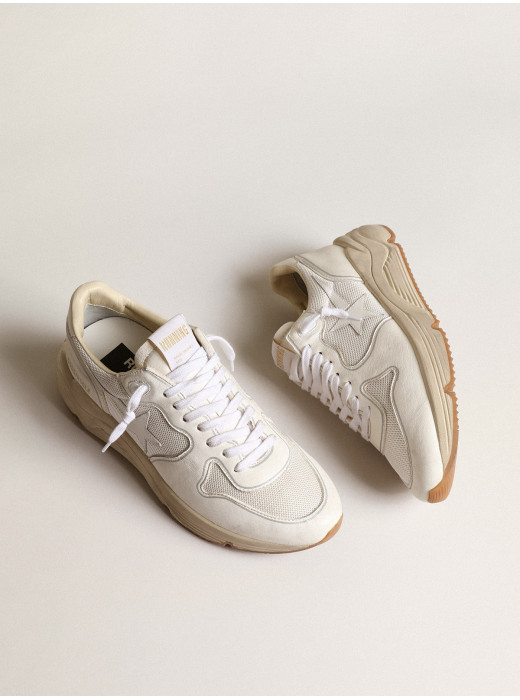 Mens Running Sole in mesh and white nappa