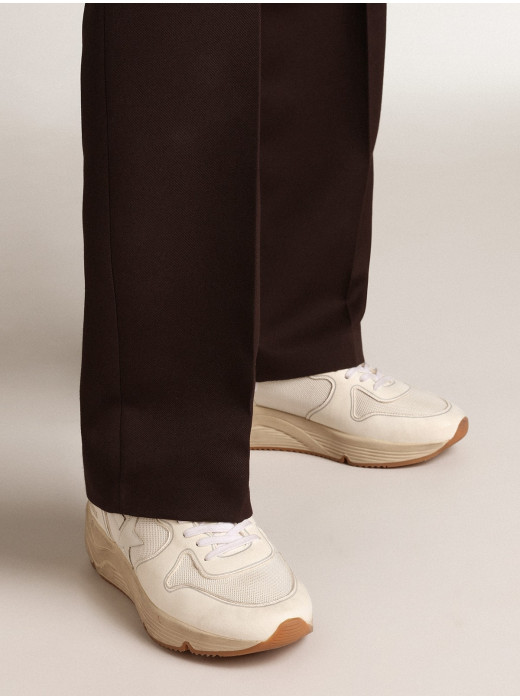 Mens Running Sole in mesh and white nappa