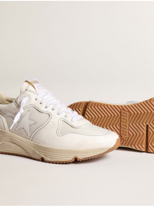Mens Running Sole in mesh and white nappa