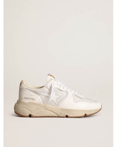 Mens Running Sole in mesh and white nappa