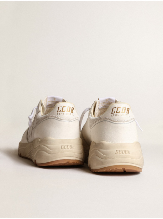 Mens Running Sole in mesh and white nappa