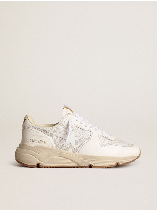 Mens Running Sole in mesh and white nappa