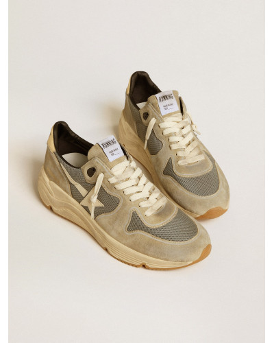 Running Sole in gray suede with white star and white heel tab