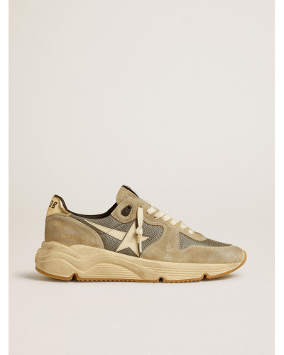 Running Sole in gray suede with white star and white heel tab
