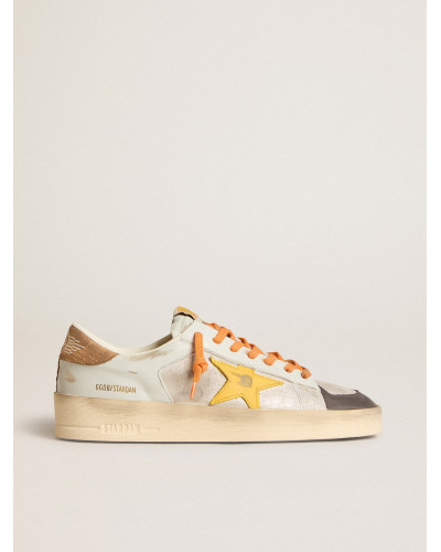 Mens white Stardan with ocher leather star and nubuck inserts