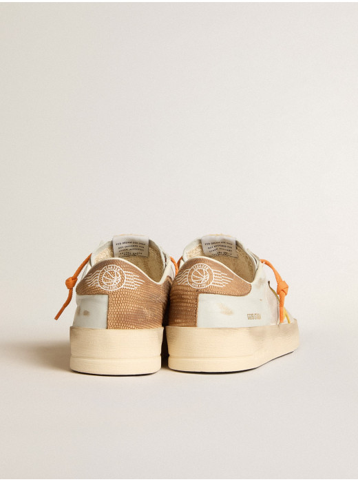 Mens white Stardan with ocher leather star and nubuck inserts