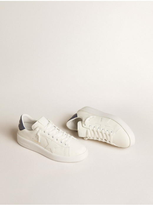Mens Purestar in leather with white star and blue lizard leather heel tab