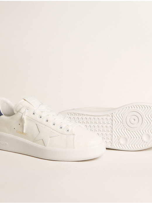 Mens Purestar in leather with white star and blue lizard leather heel tab