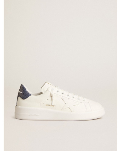 Mens Purestar in leather with white star and blue lizard leather heel tab